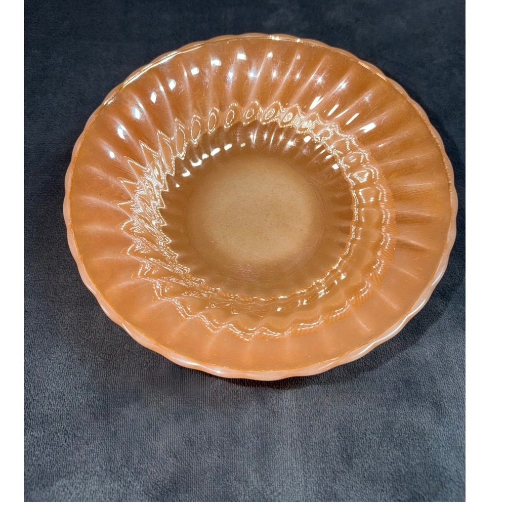 Fire-King Peach Lustre Swirl Bowl Anchor Hocking Vintage 8.5 Inch Iridescent‎